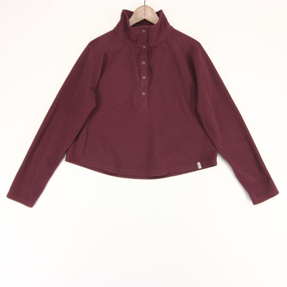 Stio Women's Maroon Pullover Fleece Snap-Front Hoodie
